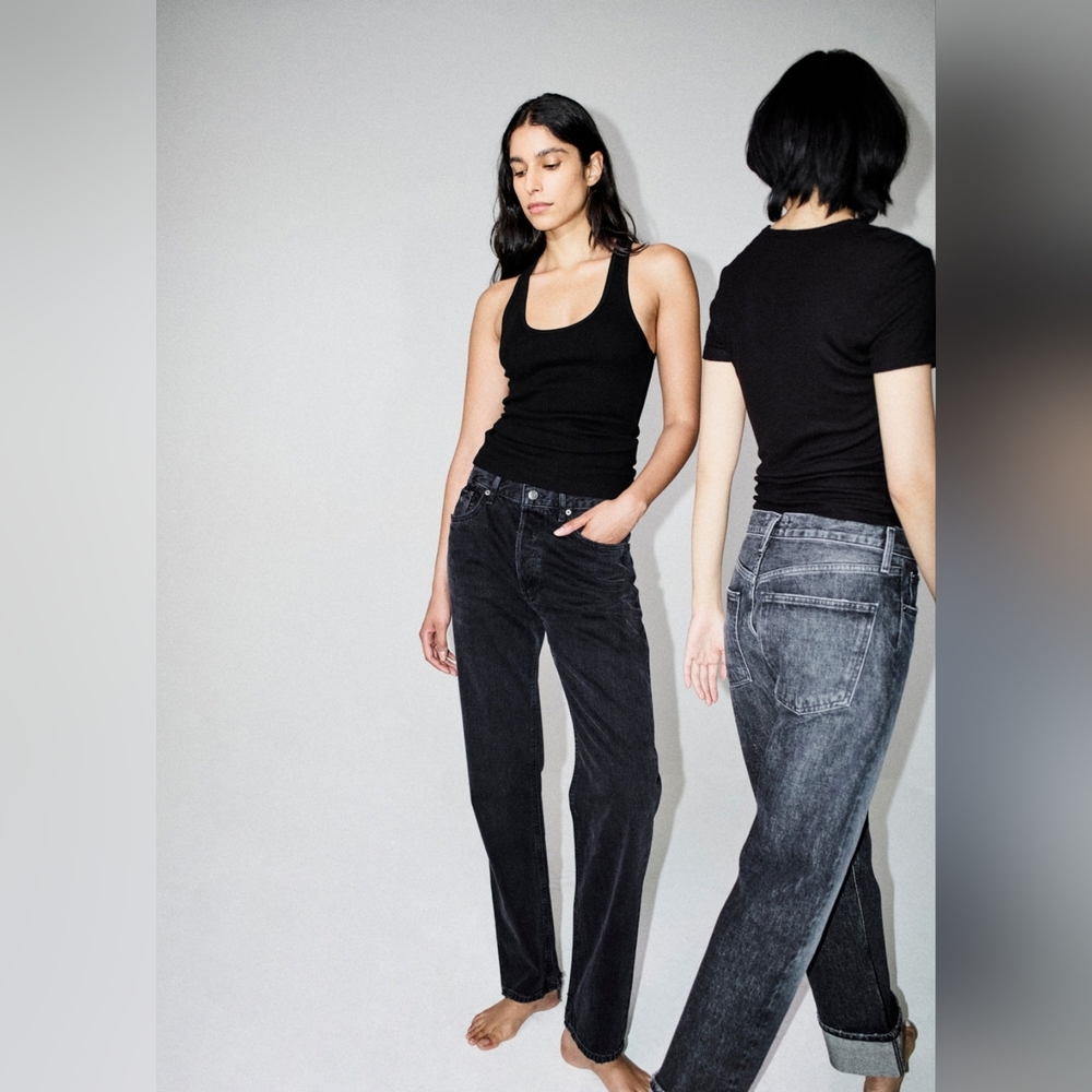 Agolde Women's Straight Leg Jeans in Washed Black